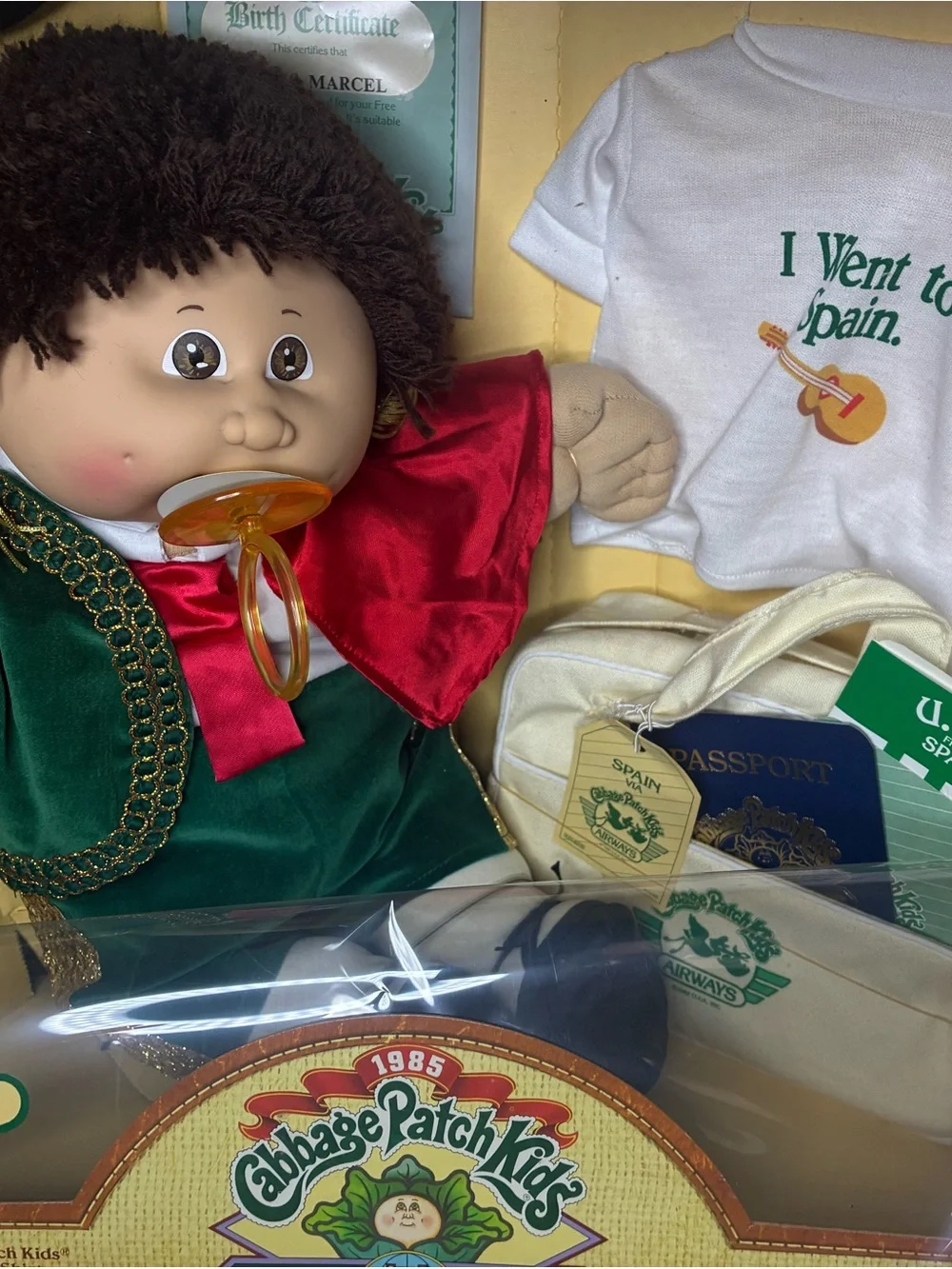 1985 Cabbage Patch Kids World Traveler Spain Marcel Coleco NOS Box